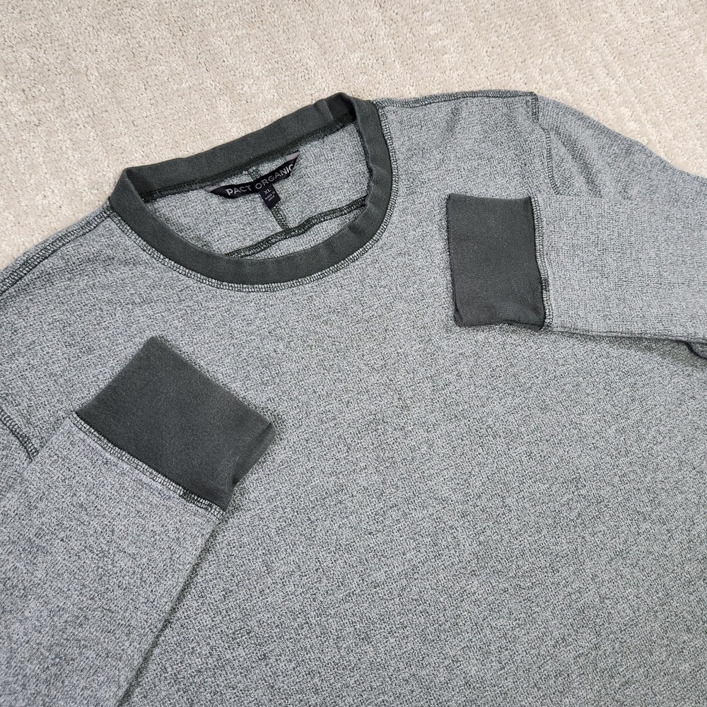 Pact Clothing Shirt Men XL Waffle Knit Thermal Organic Cotton Gray *READ‎